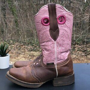 El General Western Boot WOMENS Sz 5.5 / Mex 22.5 / Pink Browm Leather Square Toe